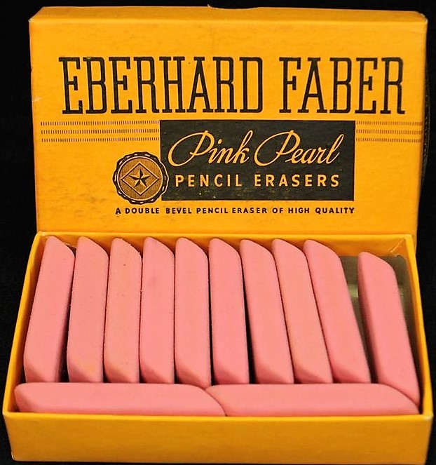 Lot of 3 Vintage Eberhard Faber Pink Pearl Soft Pencil Erasers #400 - RARE!  New