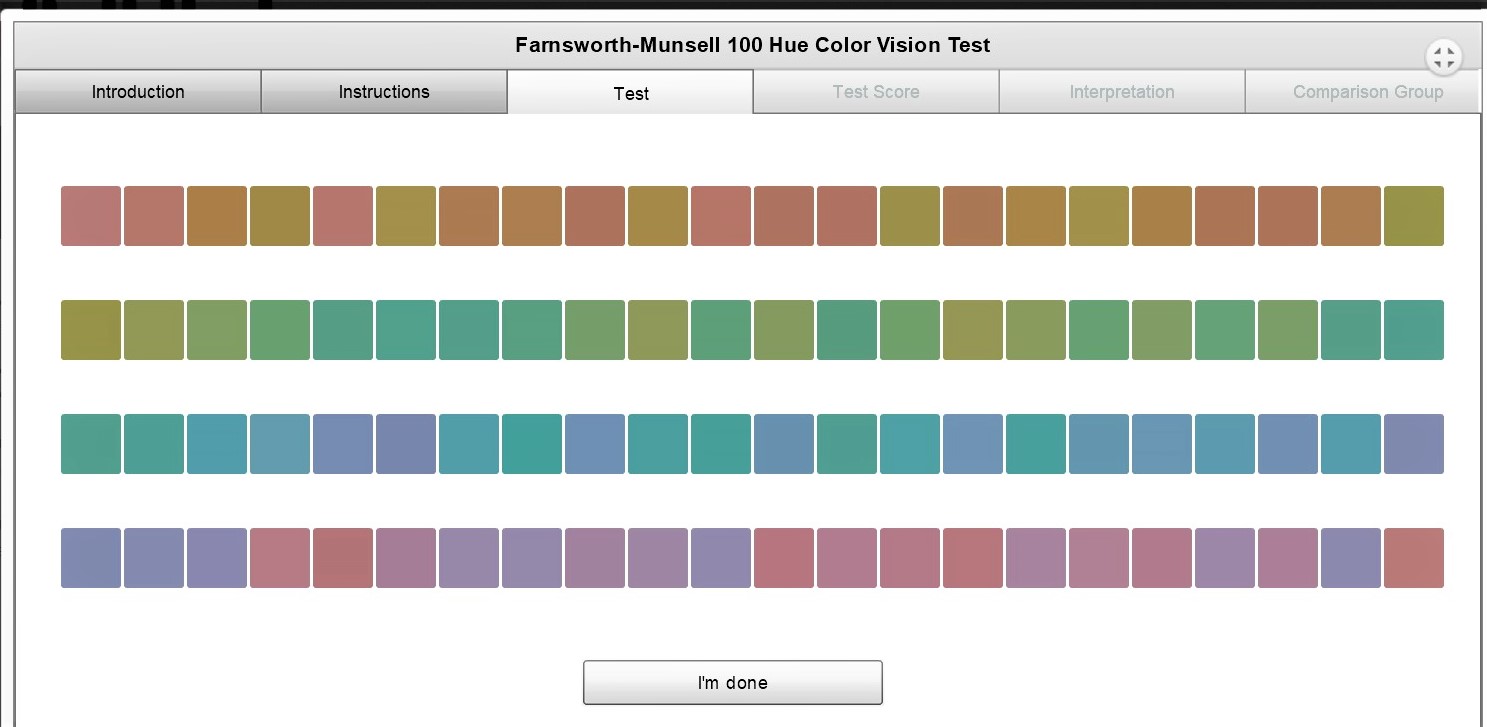 Тест натура. Тест Манселла 100. Тест Фарнсворта-Манселла 100 тонов. 100-Оттеночный тест Фарнсворта-Манселла. Hue цвета.